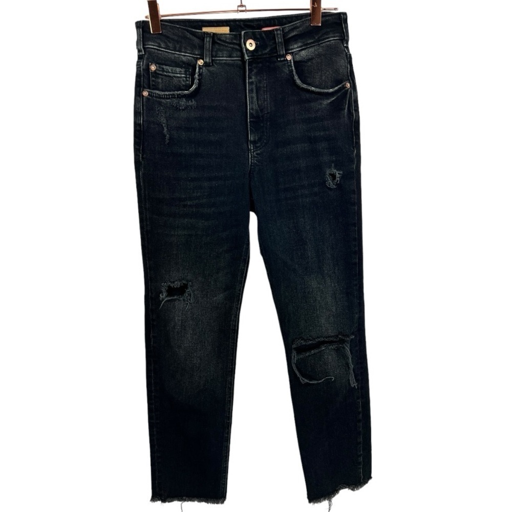 Anthropologie Pilcro Vintage Straight Distressed‎ Jeans Black Size 27